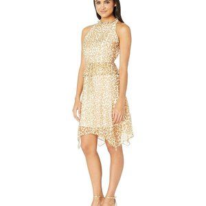 NWT Sam Edelman Sleeveless Animal Print Halter Hankerchief Dress Size 12